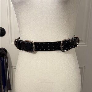 The Kooples Black Belt with Silver Studs
